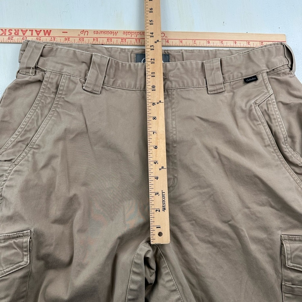Cabela's Cargo Pants Mens 38x32 Khaki Beige Elastic Waist Cotton Stretch - Picture 5 of 12